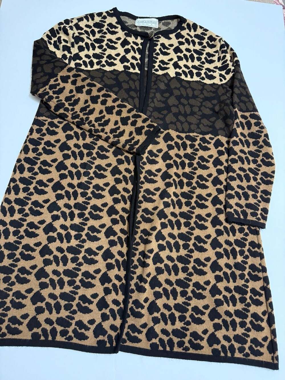 Jessica Howard Woman Leopard Print Cardigan Sweater